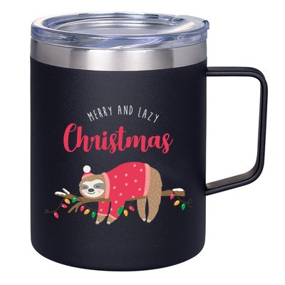 Merry And Lazy Christmas Cute Sloth 12oz Stainless Steel Coffee Mug