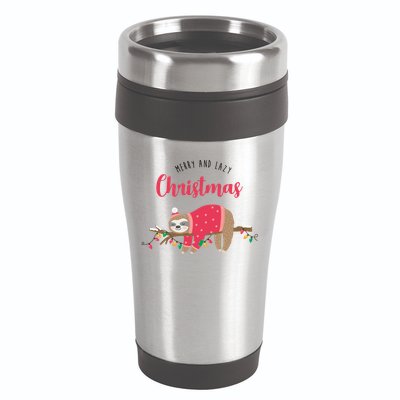 Merry And Lazy Christmas Cute Sloth 16oz Travel Tumbler