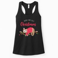 Merry And Lazy Christmas Cute Sloth Womens Tank Top