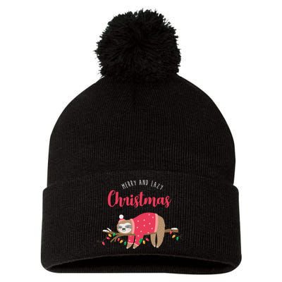 Merry And Lazy Christmas Cute Sloth Pom Pom 12in Knit Beanie