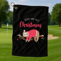 Merry And Lazy Christmas Cute Sloth Golf Towel