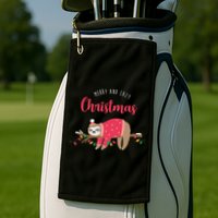 Merry And Lazy Christmas Cute Sloth Golf Towel