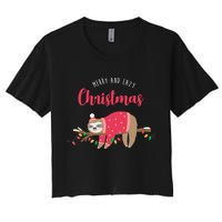 Merry And Lazy Christmas Cute Sloth Crop Top