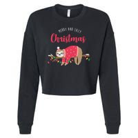 Merry And Lazy Christmas Cute Sloth Cropped Pullover Crew