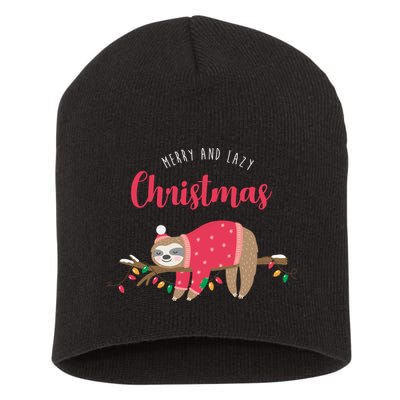 Merry And Lazy Christmas Cute Sloth Short Acrylic Beanie