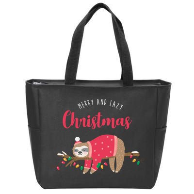 Merry And Lazy Christmas Cute Sloth Zip Tote Bag