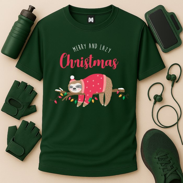 Merry And Lazy Christmas Cute Sloth Performance Shirt