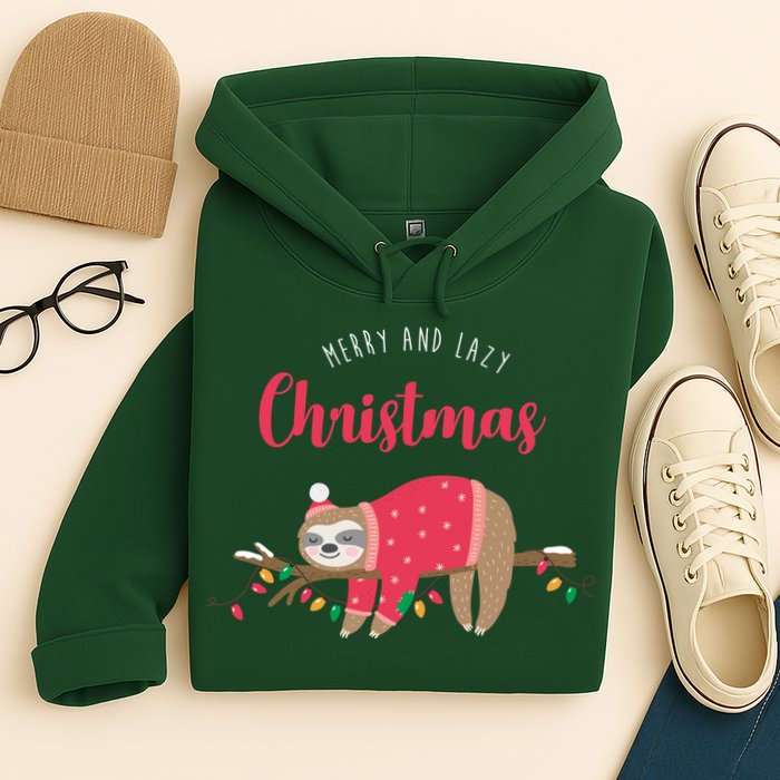 Merry And Lazy Christmas Cute Sloth Hoodie