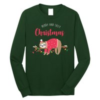 Merry And Lazy Christmas Cute Sloth Long Sleeve Shirt