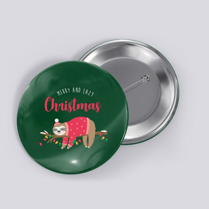 Merry And Lazy Christmas Cute Sloth Button