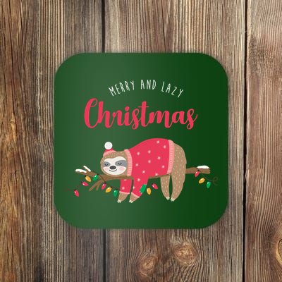 Merry And Lazy Christmas Cute Sloth Coaster