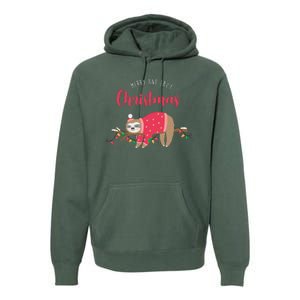 Merry And Lazy Christmas Cute Sloth Premium Hoodie