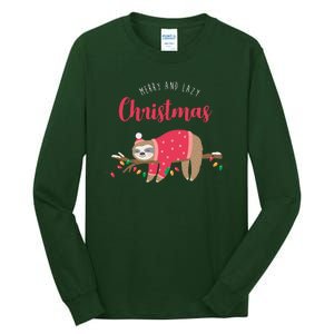 Merry And Lazy Christmas Cute Sloth Tall Long Sleeve T-Shirt