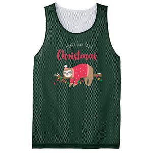 Merry And Lazy Christmas Cute Sloth Mesh Reversible Basketball Jersey Tank