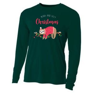 Merry And Lazy Christmas Cute Sloth Cooling Performance Long Sleeve Crew