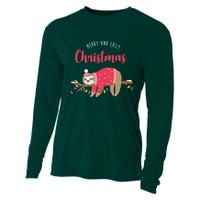 Merry And Lazy Christmas Cute Sloth Cooling Performance Long Sleeve Crew