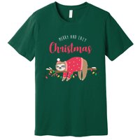 Merry And Lazy Christmas Cute Sloth Premium T-Shirt