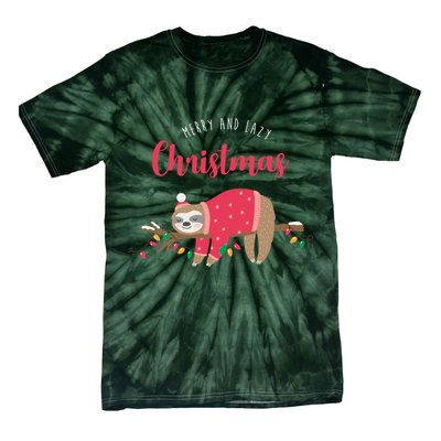 Merry And Lazy Christmas Cute Sloth Tie-Dye T-Shirt