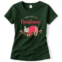 Merry And Lazy Christmas Cute Sloth Womens T-Shirt