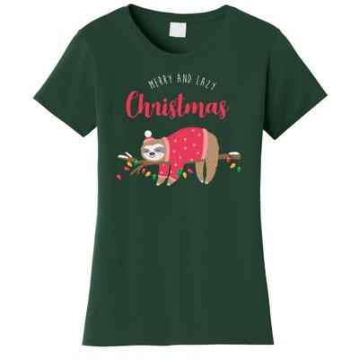 Merry And Lazy Christmas Cute Sloth Women's T-Shirt