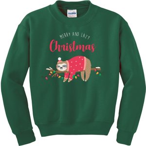 Merry And Lazy Christmas Cute Sloth Kids Sweatshirt