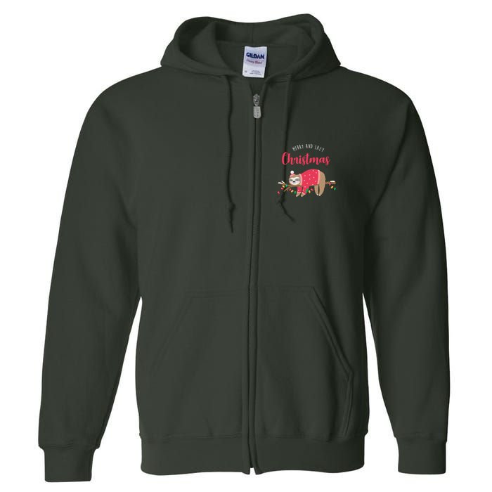 Merry And Lazy Christmas Cute Sloth Full Zip Hoodie