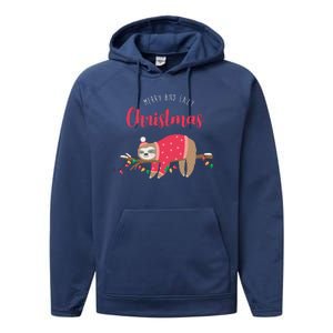 Merry And Lazy Christmas Cute Sloth Performance Fleece Hoodie