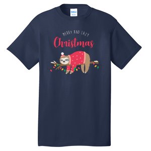 Merry And Lazy Christmas Cute Sloth Tall T-Shirt