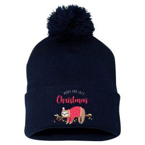 Merry And Lazy Christmas Cute Sloth Pom Pom 12in Knit Beanie