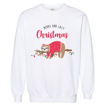 Merry And Lazy Christmas Cute Sloth Garment-Dyed Sweatshirt