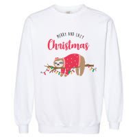 Merry And Lazy Christmas Cute Sloth Garment-Dyed Sweatshirt