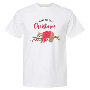 Merry And Lazy Christmas Cute Sloth Garment-Dyed Heavyweight T-Shirt