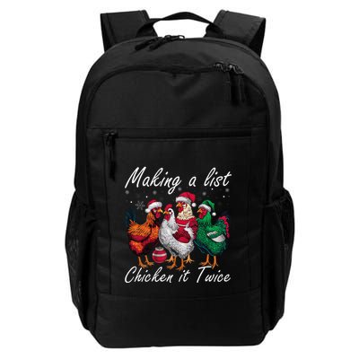 Making A List Chicken It Twice Funny Chicken Santa Hat Xmas Daily Commute Backpack