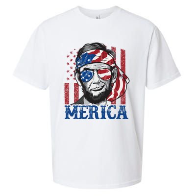 Merica Abraham Lincoln 4th Of July American Flag Sueded Cloud Jersey T-Shirt