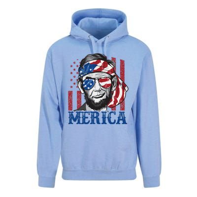 Merica Abraham Lincoln 4th Of July American Flag Unisex Surf Hoodie