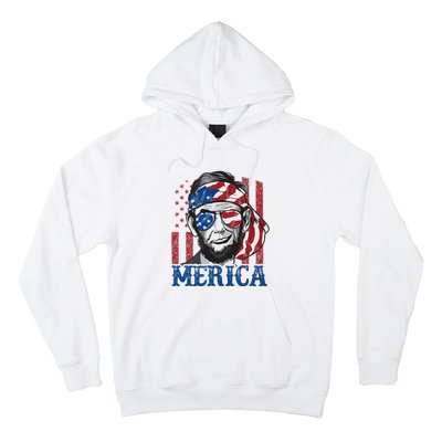 Merica Abraham Lincoln 4th Of July American Flag Hoodie