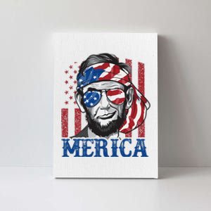 Merica Abraham Lincoln 4th Of July American Flag Canvas