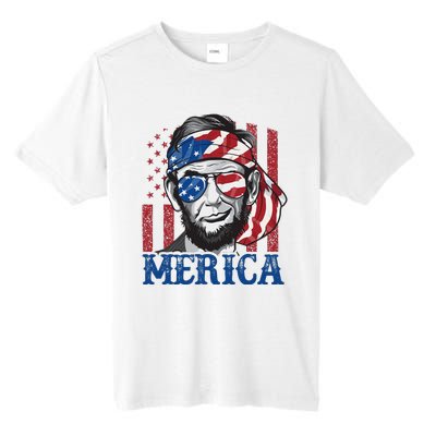 Merica Abraham Lincoln 4th Of July American Flag Tall Fusion ChromaSoft Performance T-Shirt