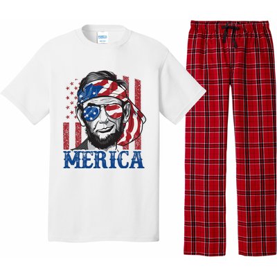 Merica Abraham Lincoln 4th Of July American Flag Pajama Set