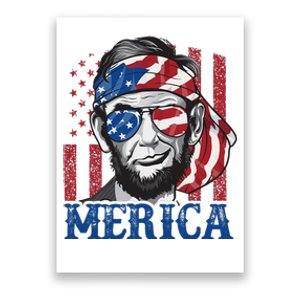 Merica Abraham Lincoln 4th Of July American Flag Poster