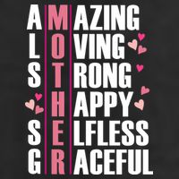 Mother Amazing Loving Strong Happy Selfless Graceful 7 Panel Mesh Trucker Snapback Hat