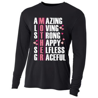 Mother Amazing Loving Strong Happy Selfless Graceful Cooling Performance Long Sleeve Crew