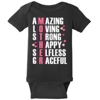 Mother Amazing Loving Strong Happy Selfless Graceful Baby Bodysuit