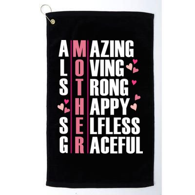 Mother Amazing Loving Strong Happy Selfless Graceful Golf Towel