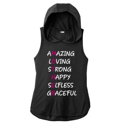 Mother Amazing Loving Strong Happy Selfless Graceful Mom Gift Ladies PosiCharge Tri-Blend Wicking Draft Hoodie Tank