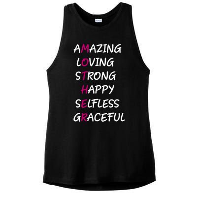 Mother Amazing Loving Strong Happy Selfless Graceful Mom Gift Ladies PosiCharge Tri-Blend Wicking Tank