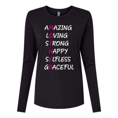 Mother Amazing Loving Strong Happy Selfless Graceful Mom Gift Womens Cotton Relaxed Long Sleeve T-Shirt