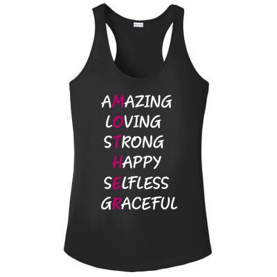 Mother Amazing Loving Strong Happy Selfless Graceful Mom Gift Ladies PosiCharge Competitor Racerback Tank