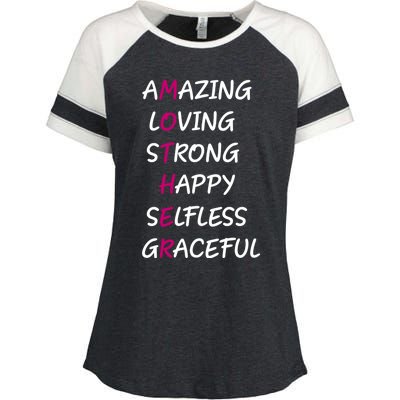 Mother Amazing Loving Strong Happy Selfless Graceful Mom Gift Enza Ladies Jersey Colorblock Tee