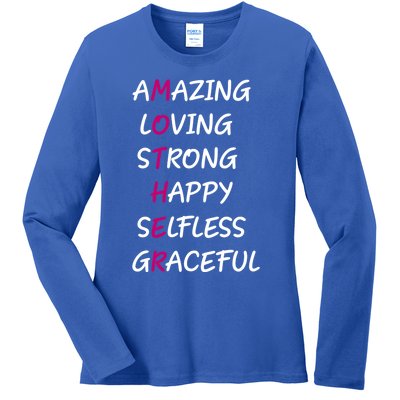 Mother Amazing Loving Strong Happy Selfless Graceful Mom Gift Ladies Long Sleeve Shirt